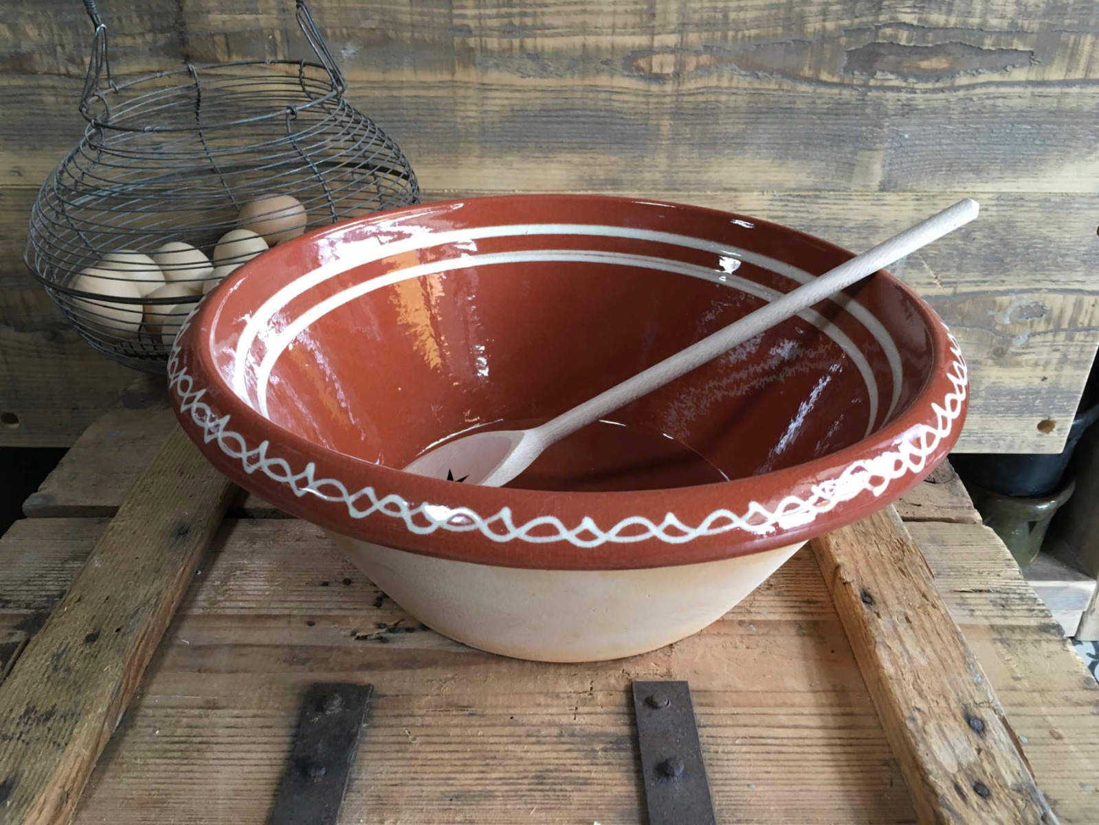 Original r Teigschüssel aus Elsässer Ton in 37 cm Umfang, optimal zur Herstellung von Rühr- und Hefeteigen